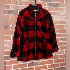 Ralph Lauren Red & Black Buffalo Plaid Jacket Microfiber Fleece Misses size M